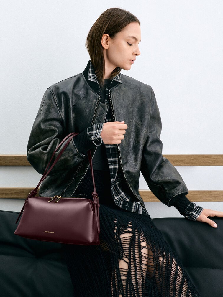 Deyna Double-Strap Shoulder Bag, Wineberry Red, hi-res