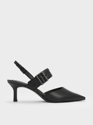 Sepphe Grommet Slingback Pumps, Black, hi-res