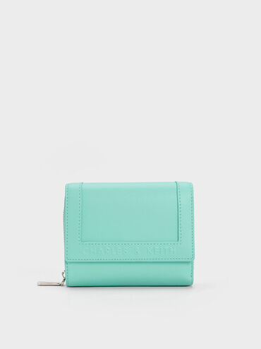 Stitch-Trim Front Flap Wallet, Mint Green, hi-res