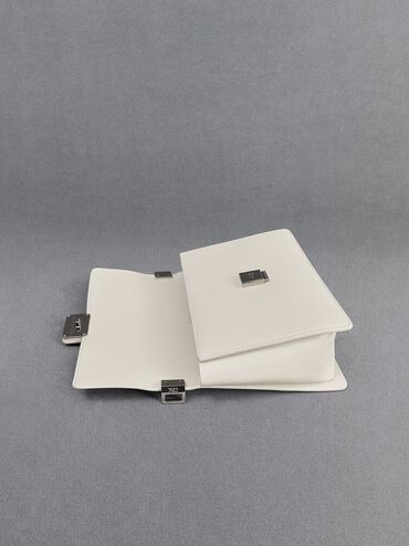 Leather Shoulder Bag, White, hi-res