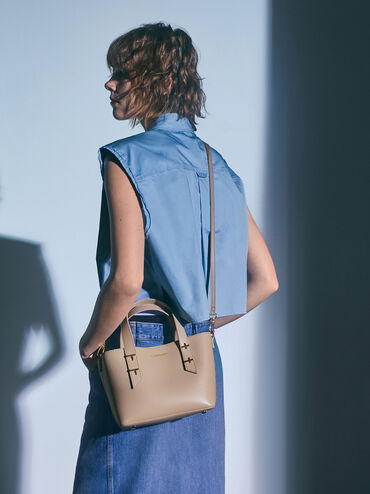 Mini Shania Tote Bag, Taupe, hi-res