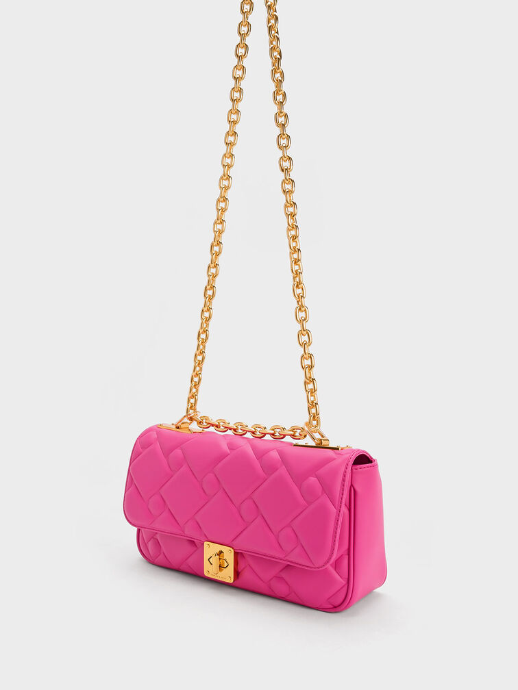 Tillie Quilted Chain Bag, Fuchsia, hi-res