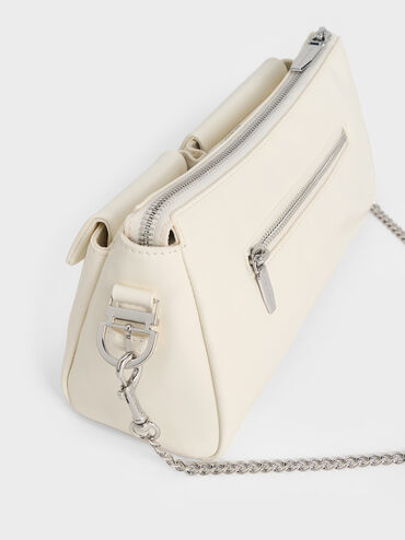 Rachel Elongated Front-Pocket Chain-Handle Bag, Cream, hi-res