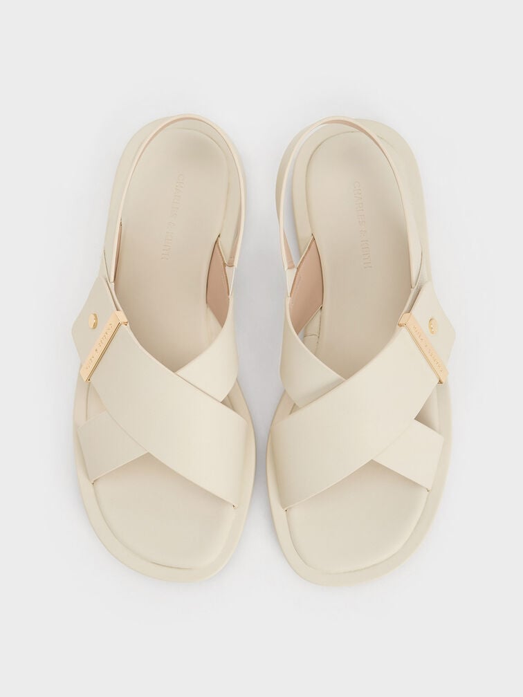 Crossover Back Strap Sandals, Chalk, hi-res