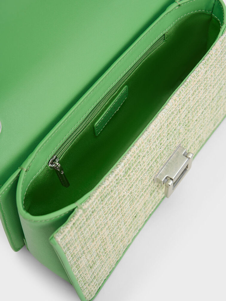 Everline Tweed Braided-Strap Shoulder Bag, Green, hi-res