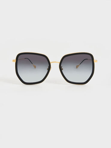 Recycled Acetate Butterfly Sunglasses, Black, hi-res