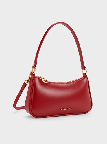 Elspeth Horse-Motif Shoulder Bag, Tomato Red, hi-res
