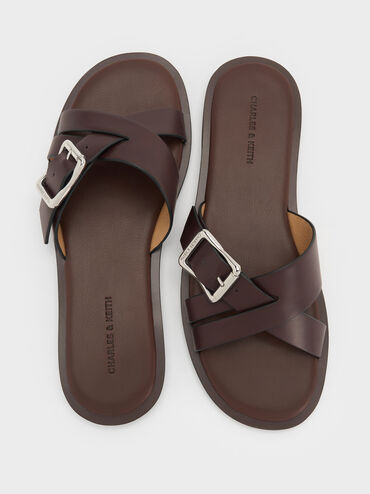 Anita Crossover Slides, Maroon, hi-res