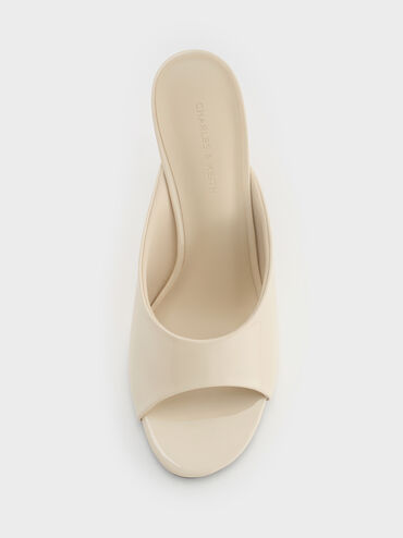 Patent Stiletto Mules, Chalk, hi-res