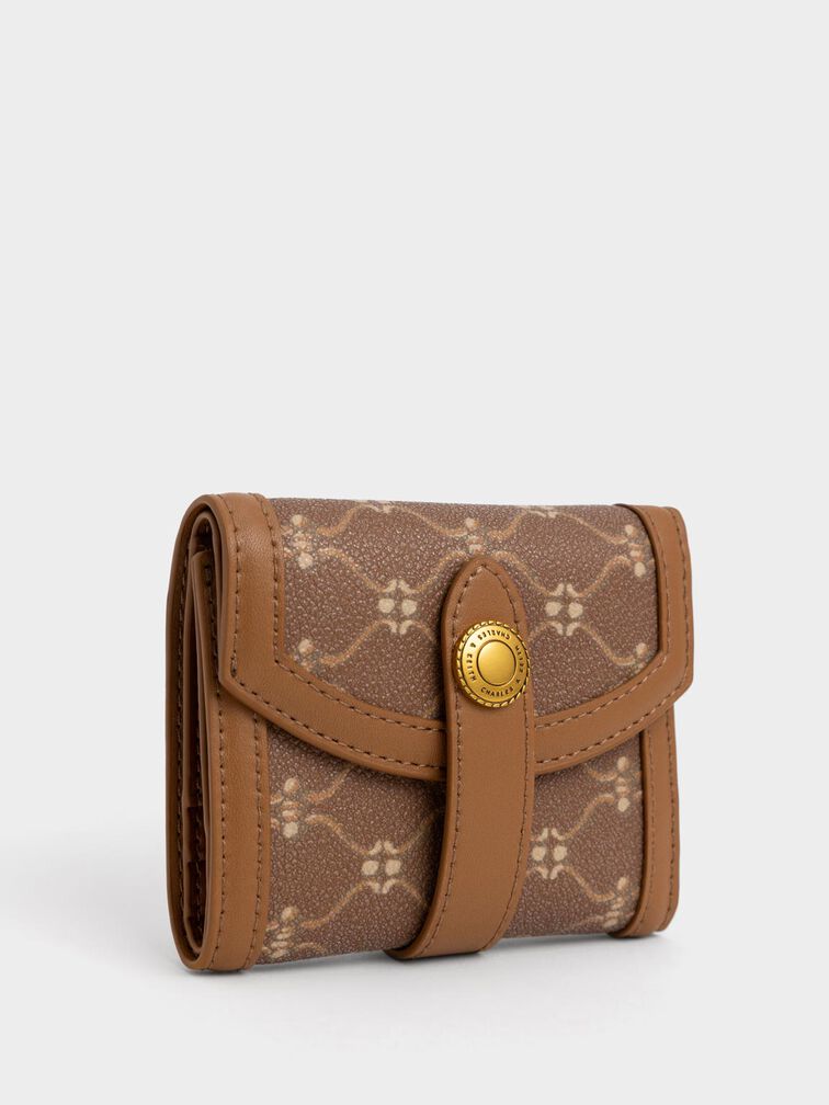 Este Belted Printed Small Wallet, Chocolate, hi-res