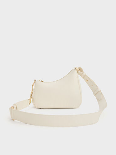 Mini Agatha Chain-Accent Shoulder Bag, Cream, hi-res