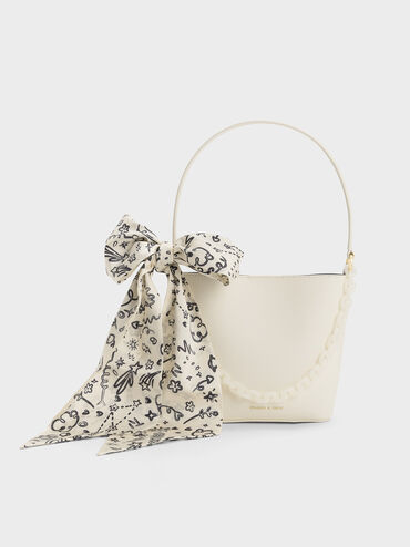 Alcott Scarf Bucket Bag, Cream, hi-res