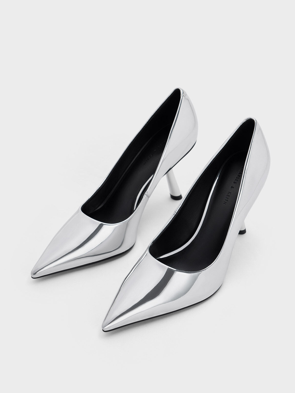 Silver sale pointed shoes
