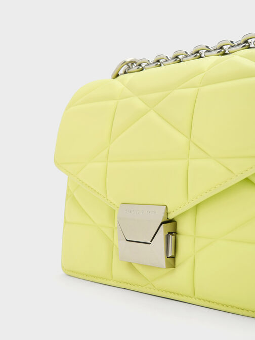 Blanche Chevron Chain Handle Bag, Butter, hi-res