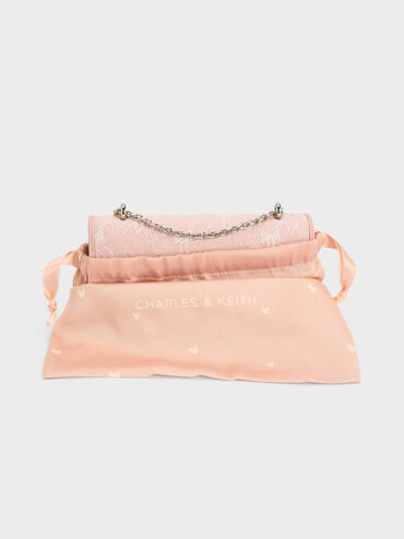 Paffuto Embroidered-Mesh Wallet On Chain, Light Pink, hi-res