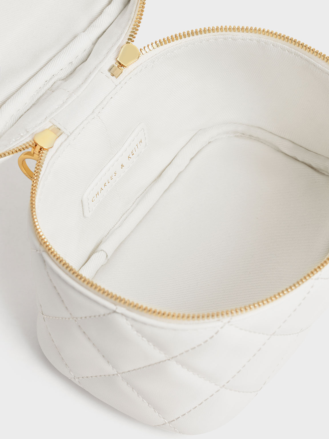 Quilted Two-Way Zip Mini Bag, White, hi-res