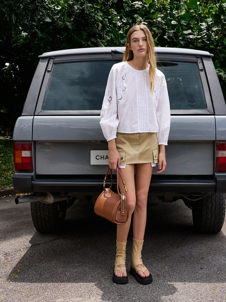 Lyla Tubular Slouchy Shoulder Bag, Chocolate, hi-res