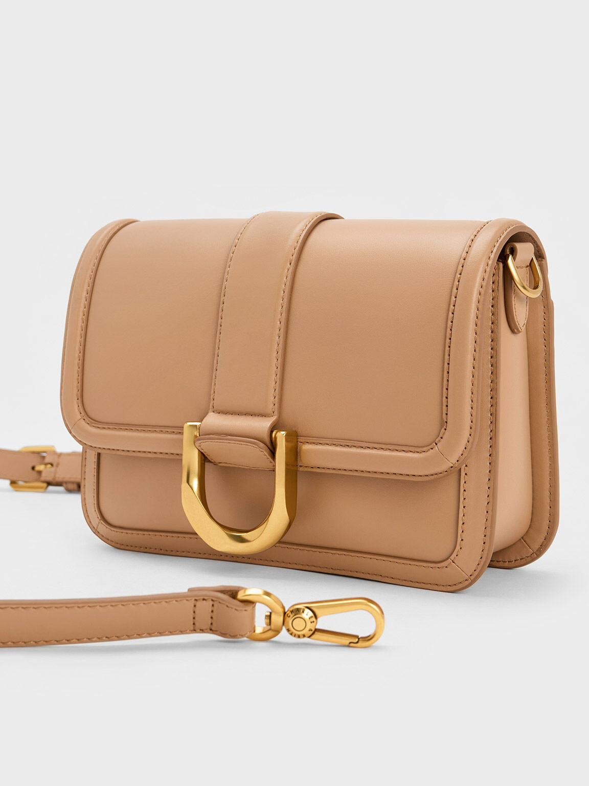Nude Gabine Leather Crossbody Bag CHARLES KEITH IN