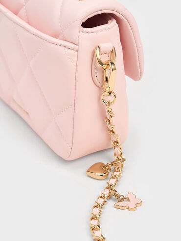 Quilted Boxy Top Handle Bag, Pink, hi-res