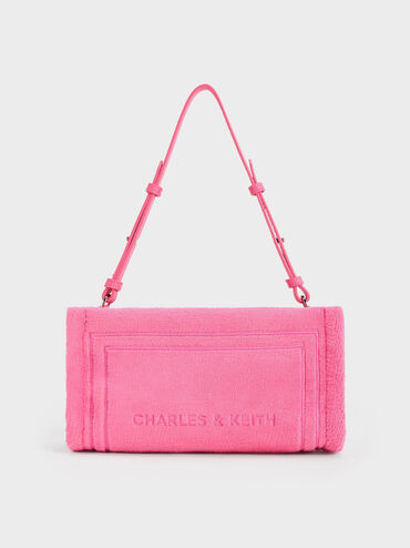 Loey Textured Shoulder Bag, Pink, hi-res