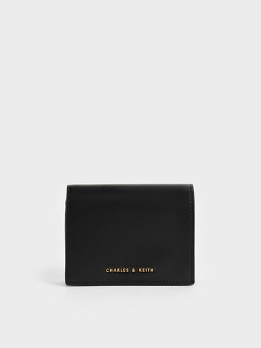 Cassia Snap Button Mini Short Wallet, Black, hi-res