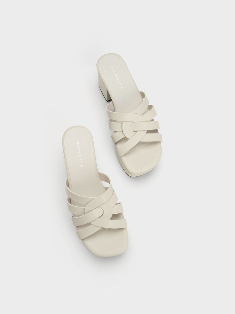 Interwoven Chunky Platform Mules, Chalk, hi-res