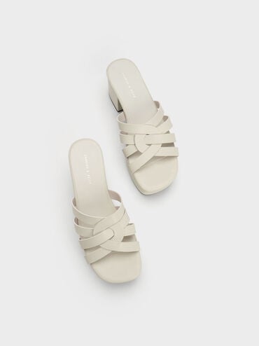 Interwoven Chunky Platform Mules, Chalk, hi-res