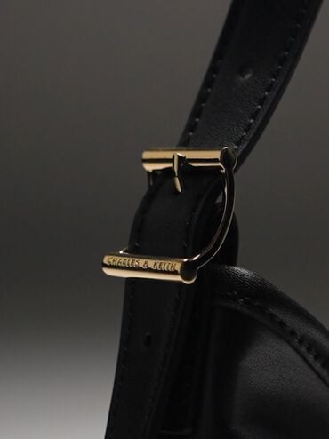 Khai Side-Pocket Shoulder Bag, Black, hi-res