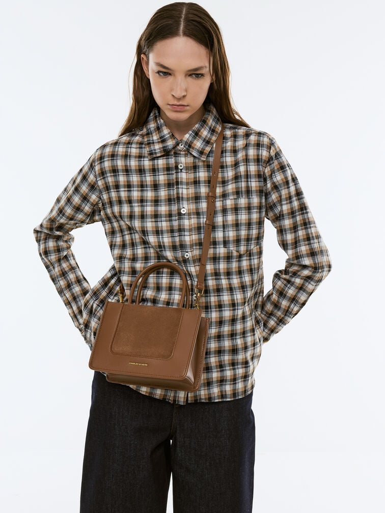 Mini Daylla Recycled Suede Tote Bag, Mocha Brown, hi-res