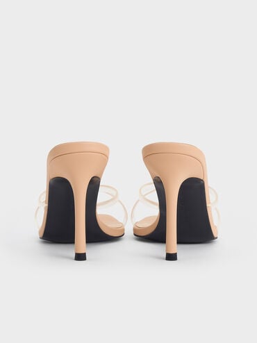 Crossover-Strap Stiletto-Heel Sandals, Nude, hi-res