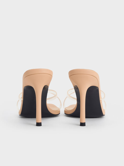 Crossover-Strap Stiletto-Heel Sandals, Nude, hi-res