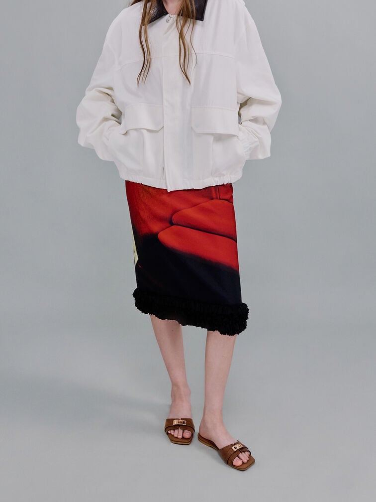 Lando Metallic-Accent Belted Slide Sandals, Cognac, hi-res