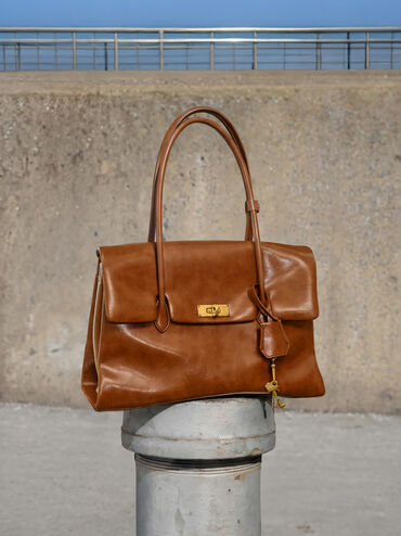 Kerry Trapeze Tote Bag, Distressed Tan, hi-res