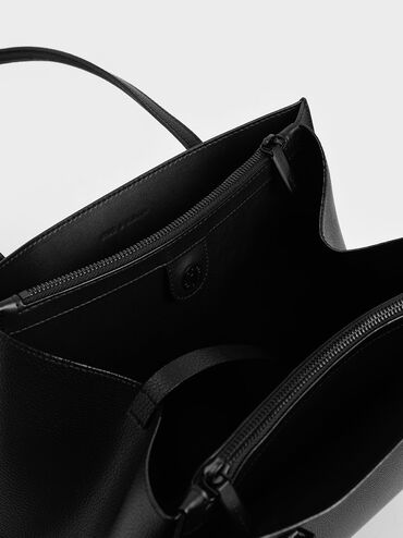 Double Handle Tote Bag, Ultra-Matte Black, hi-res