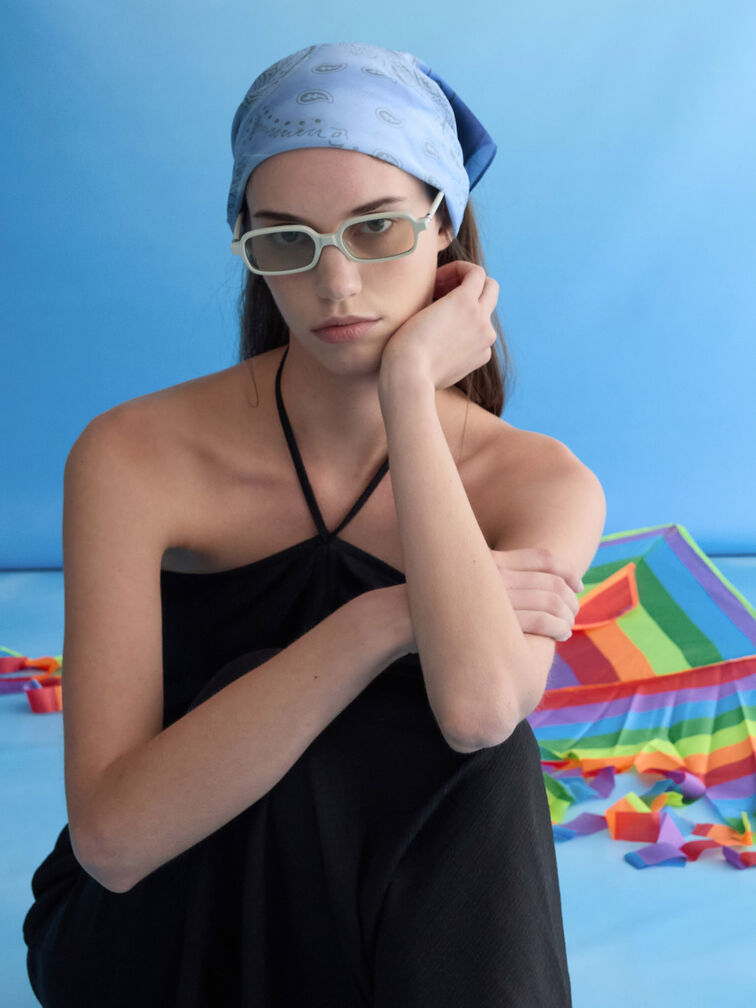 Bree Recycled Acetate Rectangular Sunglasses, Chalk, hi-res