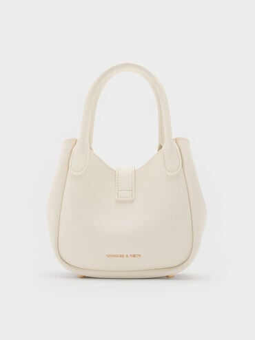 Agatha Chain-Accent Tote Bag, Cream, hi-res