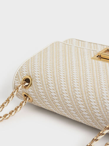 Everline Woven Braided-Strap Shoulder Bag, White, hi-res