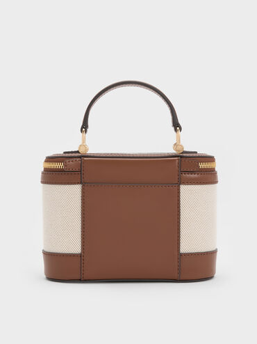 Enola Canvas Top Handle Vanity Bag, Chocolate, hi-res