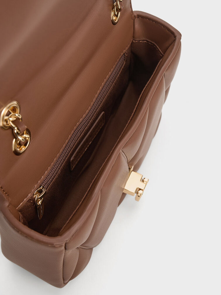 Arwen Quilted Shoulder Bag, Chocolate, hi-res