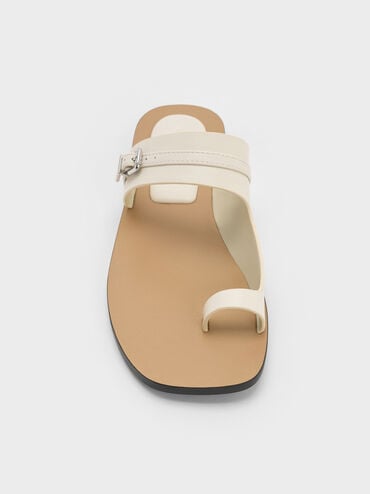 Buckled Toe-Ring Sandals, Chalk, hi-res
