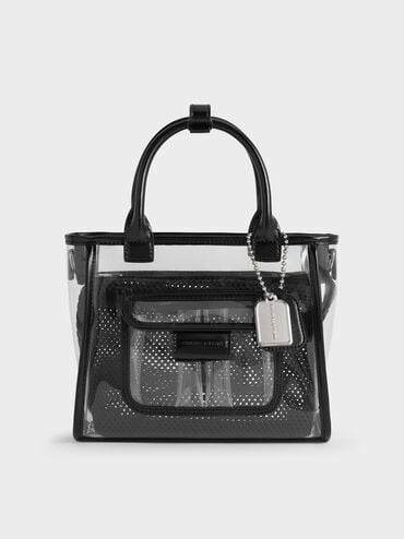 Noah See-Through Mesh Tote Bag, Clear, hi-res