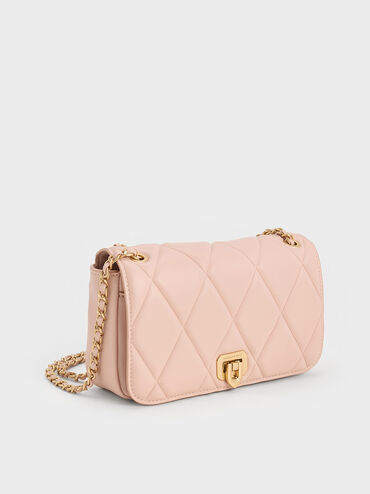Arwen Diamond-Quilt Shoulder Bag, Light Pink, hi-res