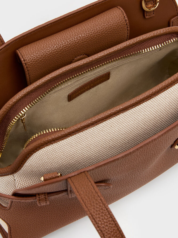 Aubrielle Belted Shoulder Bag, Chocolate, hi-res