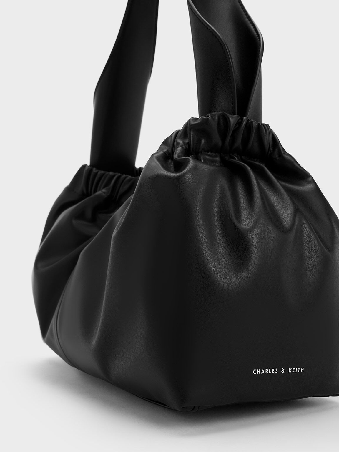 Noir Large Ally Ruched Slouchy Bag CHARLES KEITH IN