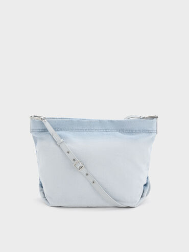 Sianna Denim Slouchy Hobo Bag, Light Washed Denim, hi-res