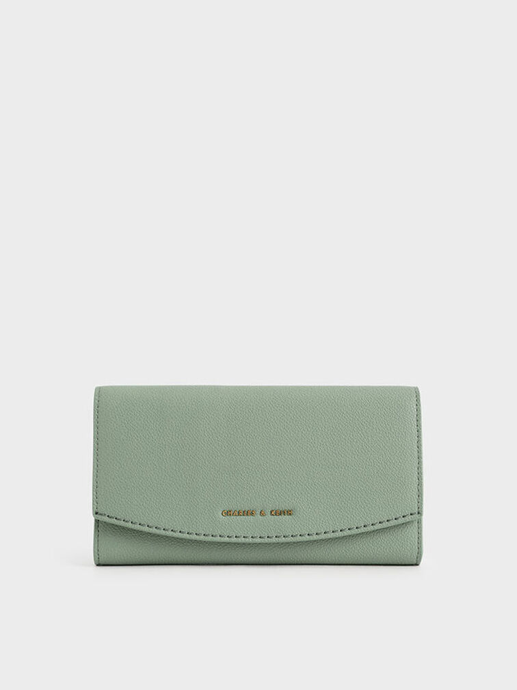 Front Flap Long Wallet, Sage Green, hi-res
