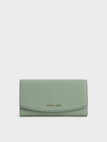 Front Flap Long Wallet, Sage Green, hi-res