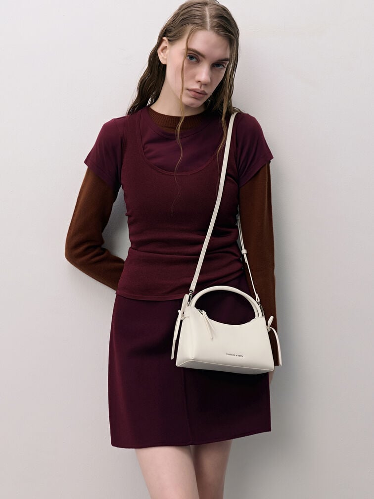 Hazel Bow Top Handle Bag, Cream, hi-res