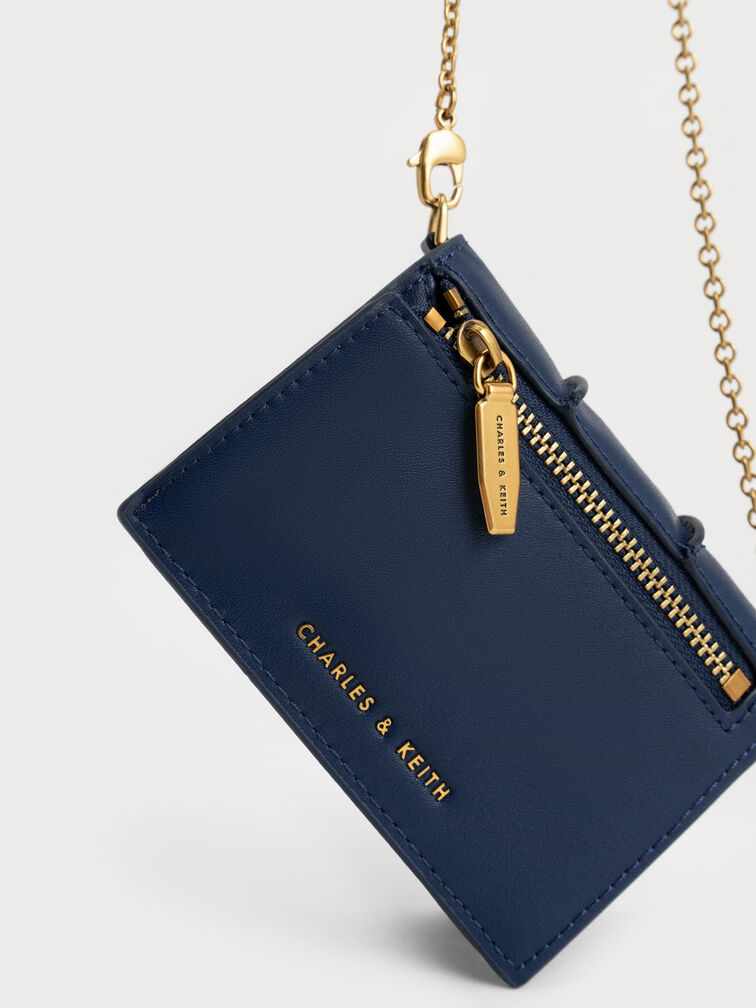 Arlys Chunky Chain Handle Mini Wallet, Navy, hi-res