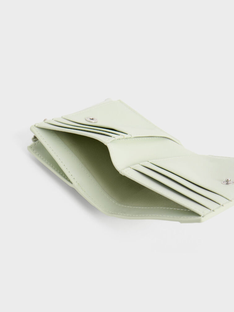 Ruched Short Wallet, Mint Green, hi-res